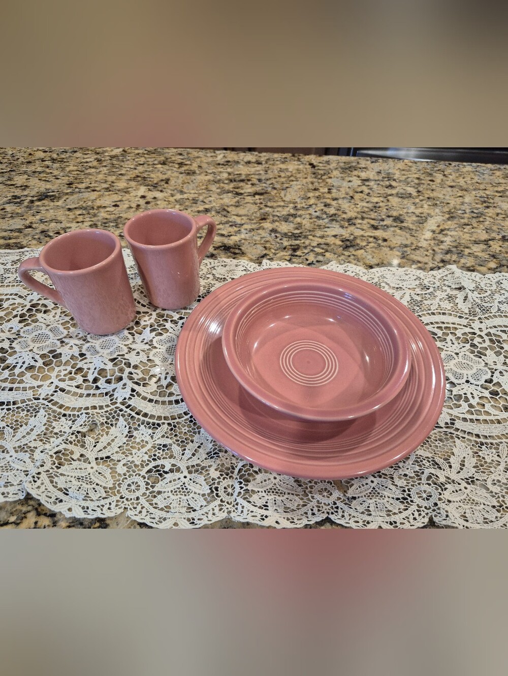 Vintage Fiesta Pink Ceramic Dinnerware Set